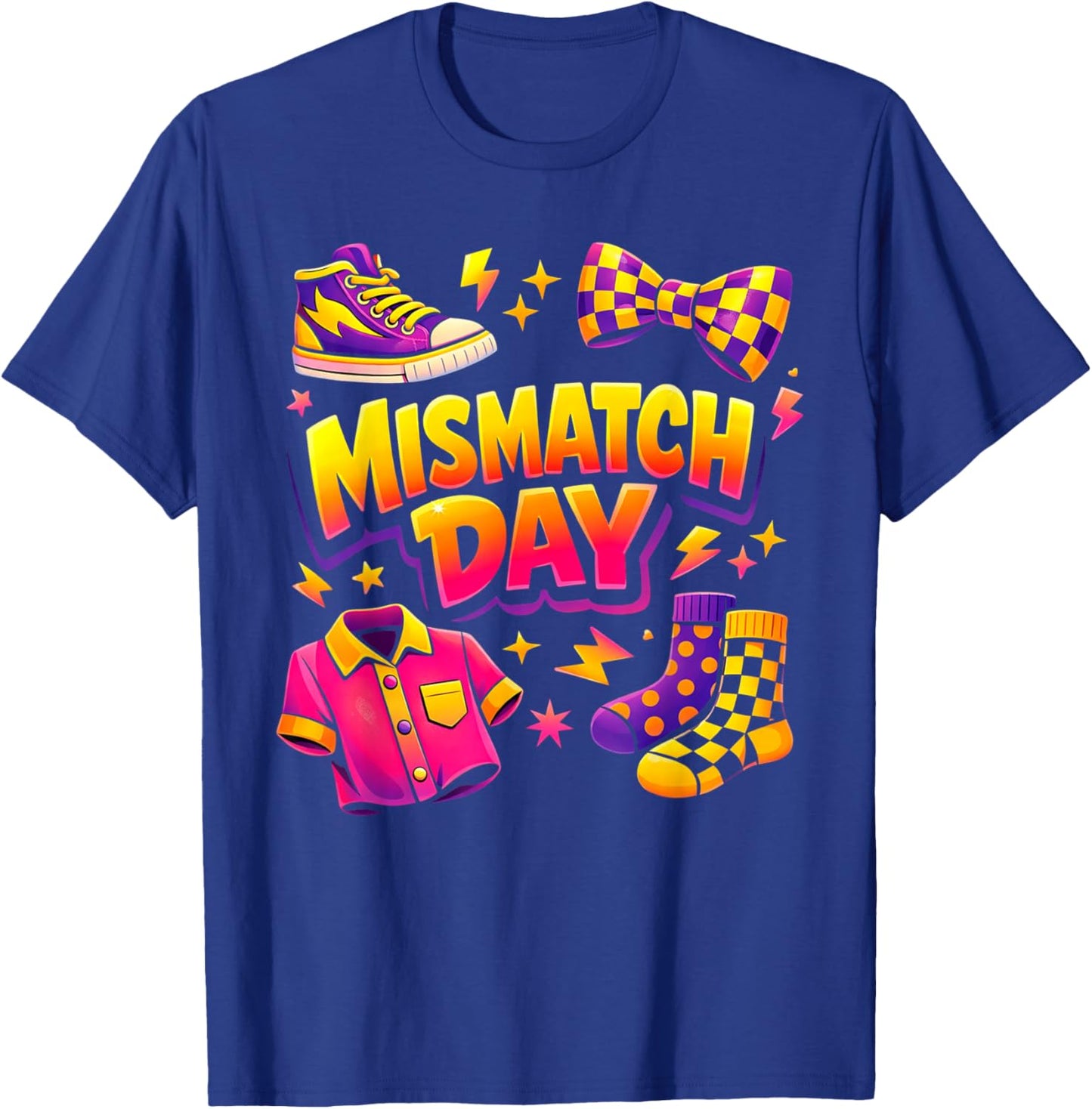 Mismatch Day Summer Wacky Mismatch Day Tacky Day Funny T-Shirt - T-Shirt | Royal