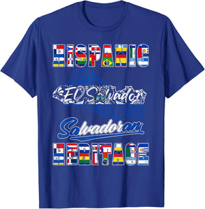 El Salvador National Hispanic Heritage Month Salvadoran Flag T-Shirt - T-Shirt | Royal