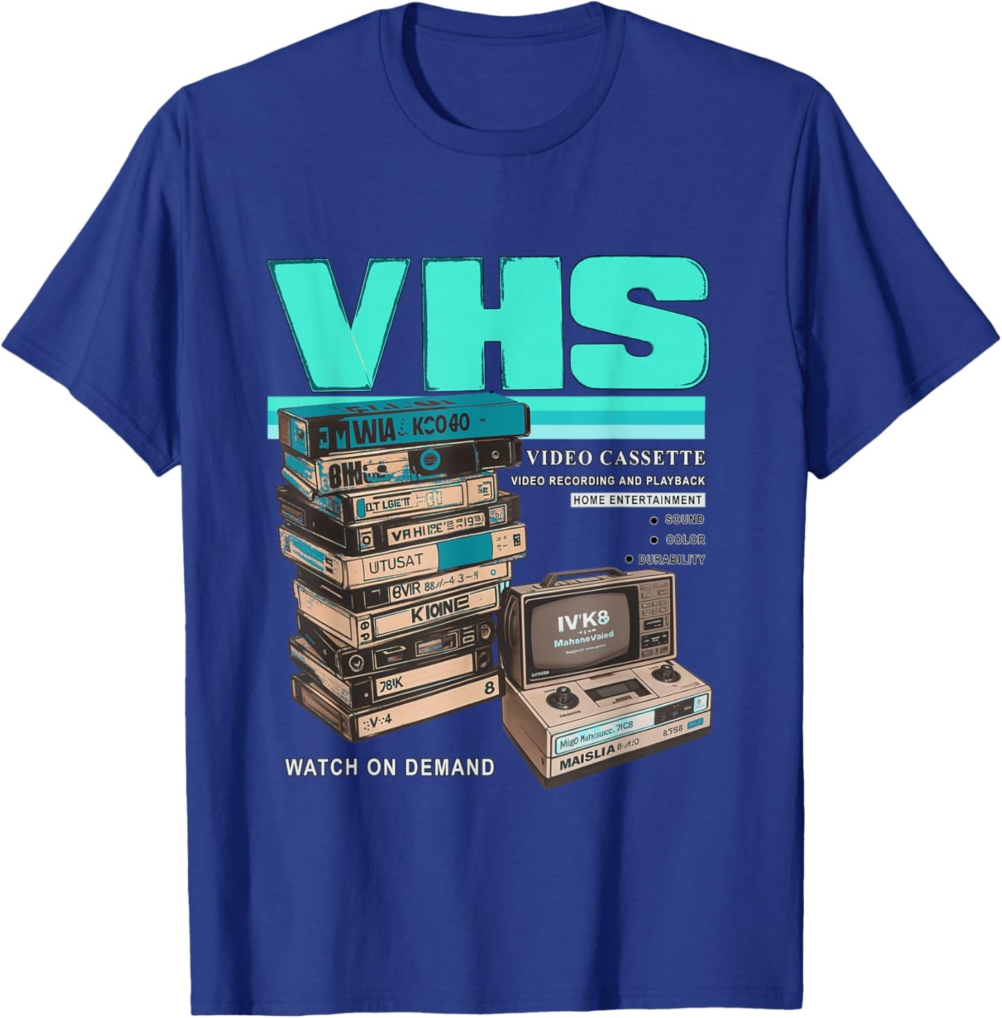 Teal Aqua VHS and Chill Teal Aqua Graphic T-Shirt - T-Shirt | Royal
