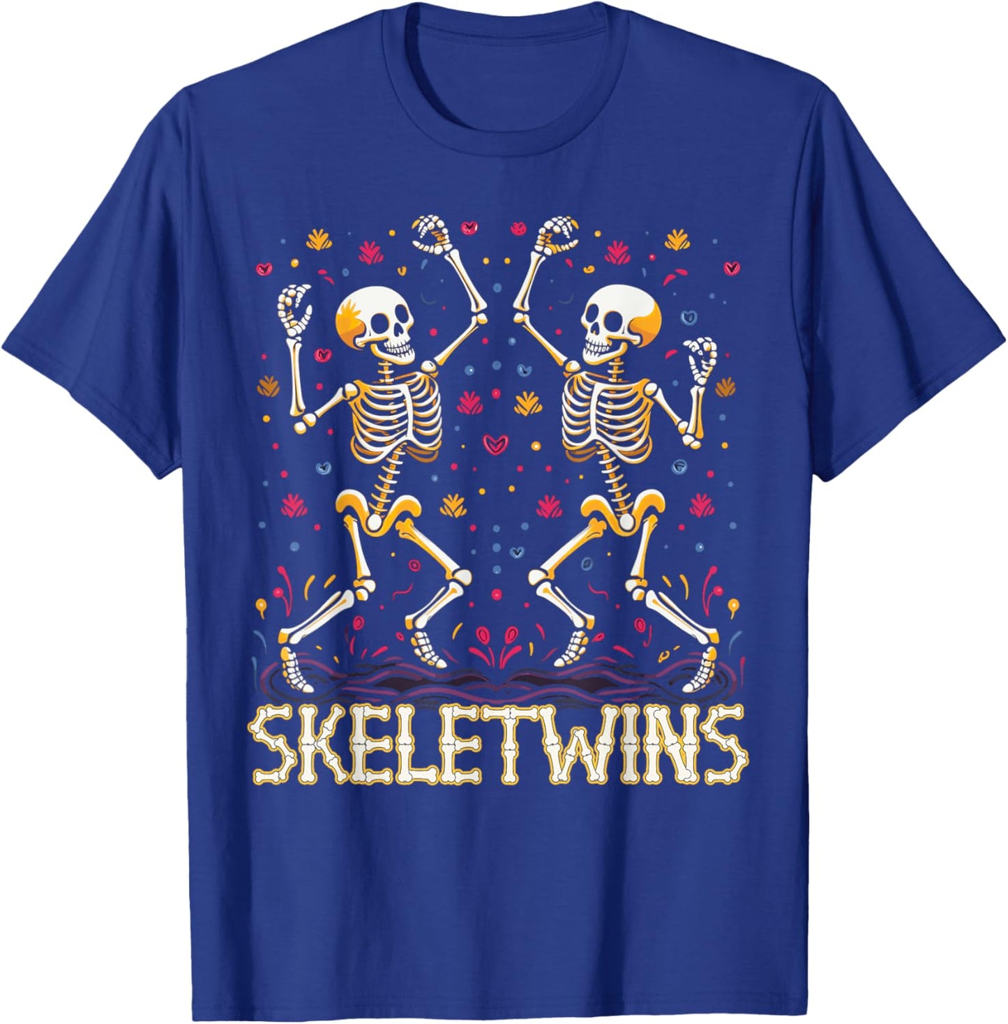 Dancing Skeletons Twins Halloween Matching Skeletwins T-Shirt - T-Shirt | Royal