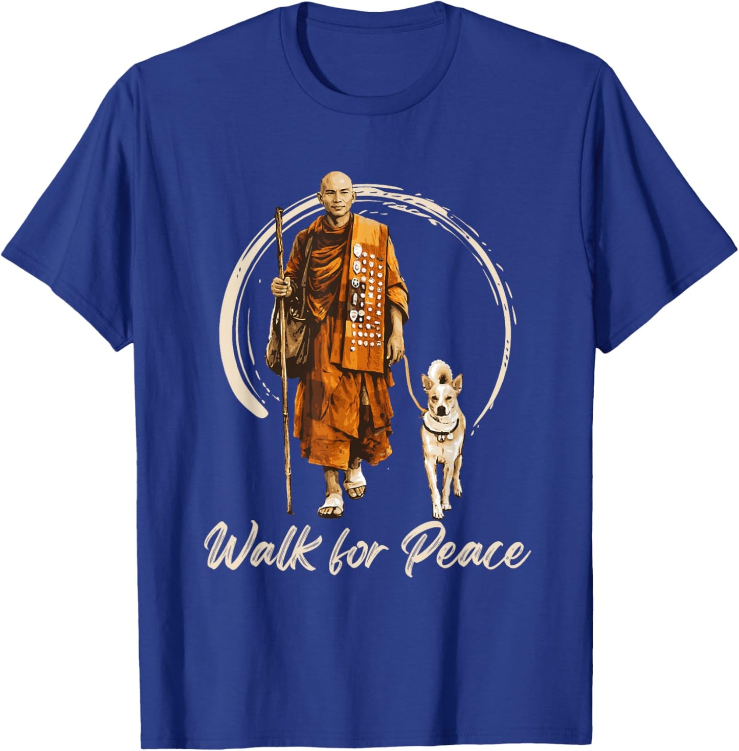 Peace Walking Monks and Aloka Dog Walk for Peace T-Shirt - T-Shirt | Royal