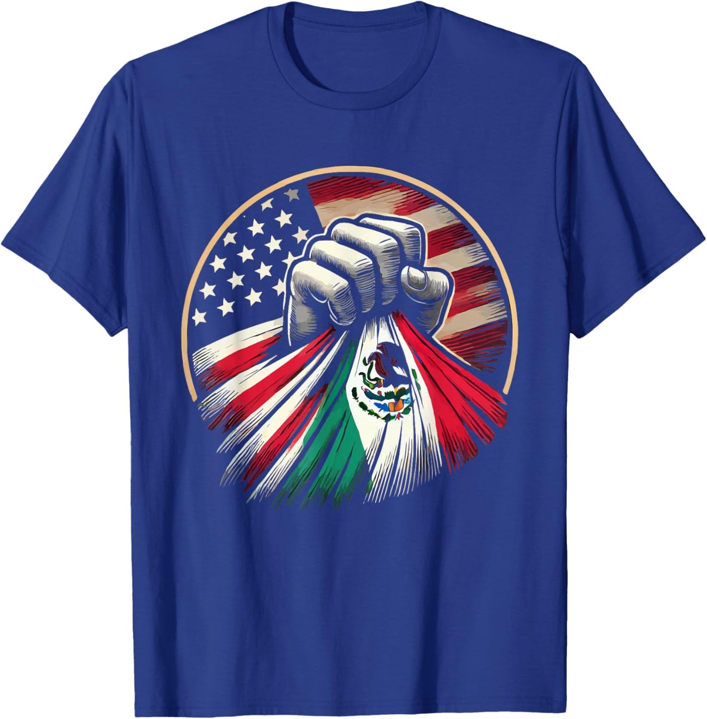Half Mexican Half American USA Flag Mexico America T-Shirt - T-Shirt | Royal