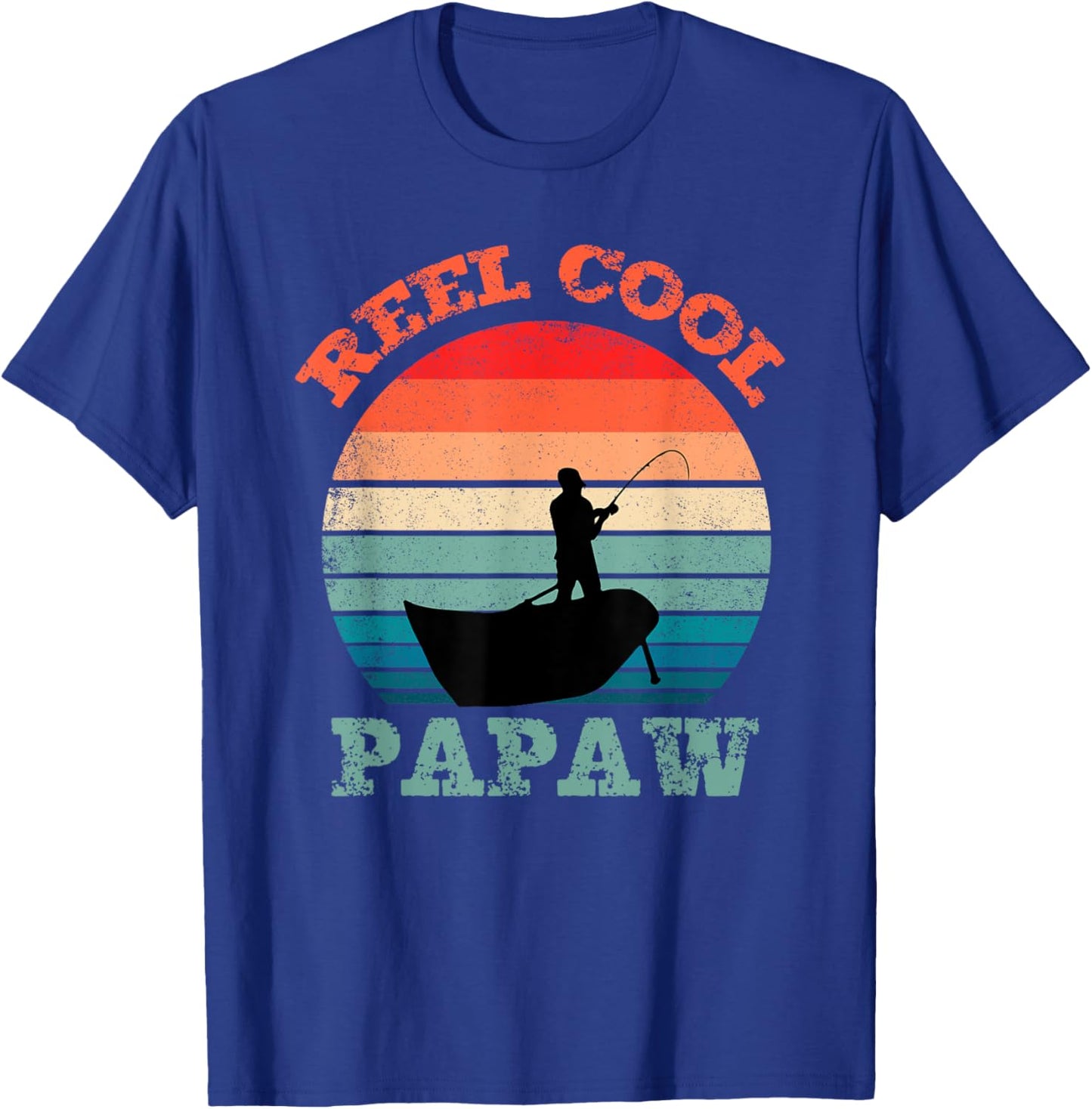 Reel Cool Papaw Fishing Funny Vintage Retro T-Shirt - T-Shirt | Royal