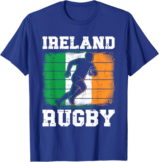 Ireland Rugby Player Irish Flag Grunge Sports Design T-Shirt - T-Shirt | Royal