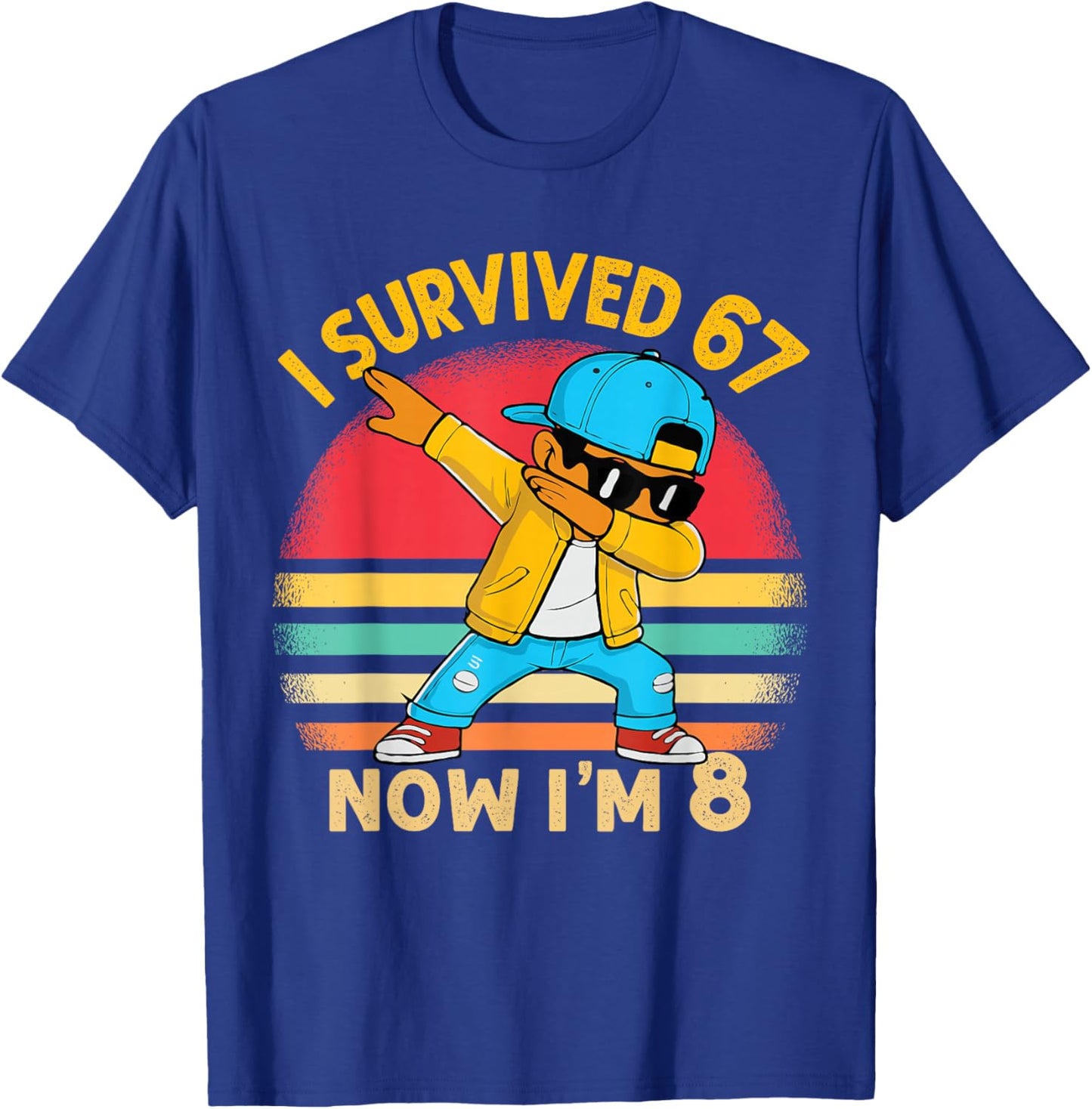 8th Birthday 67 Six Seven Dabbing Boy I'm 8 Year Old Bruh T-Shirt - T-Shirt | Royal