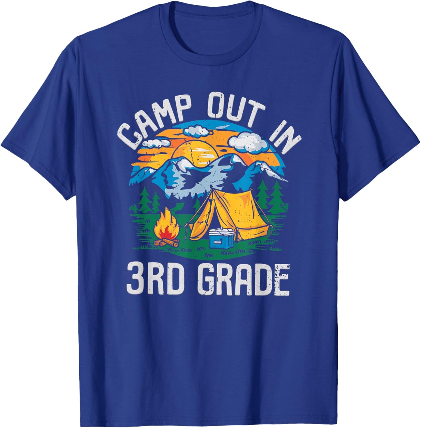 Camp out In 3rd Grade Funny Camping Nature Back to School T-Shirt - T-Shirt | Royal