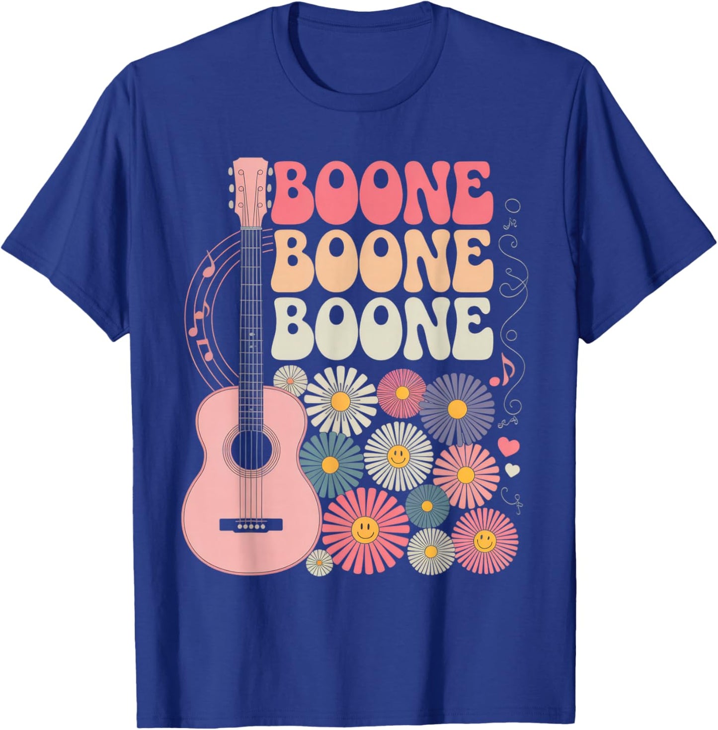 Boone Guitar Lover Floral Vibes Music Enthusiast T-Shirt - T-Shirt | Royal