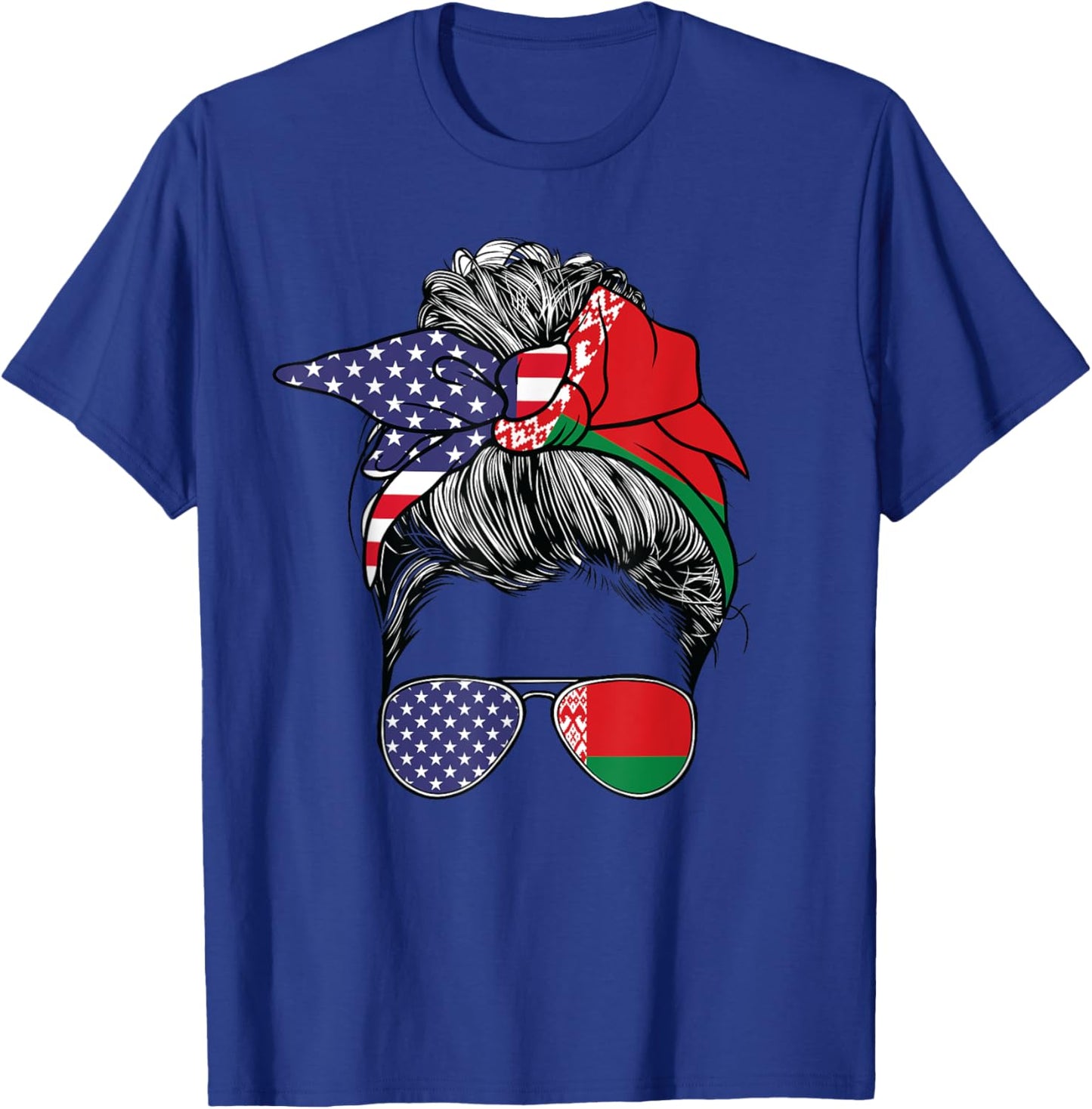 Belarusian Women Girl USA Heritage American Belarus Flag T-Shirt - T-Shirt | Royal
