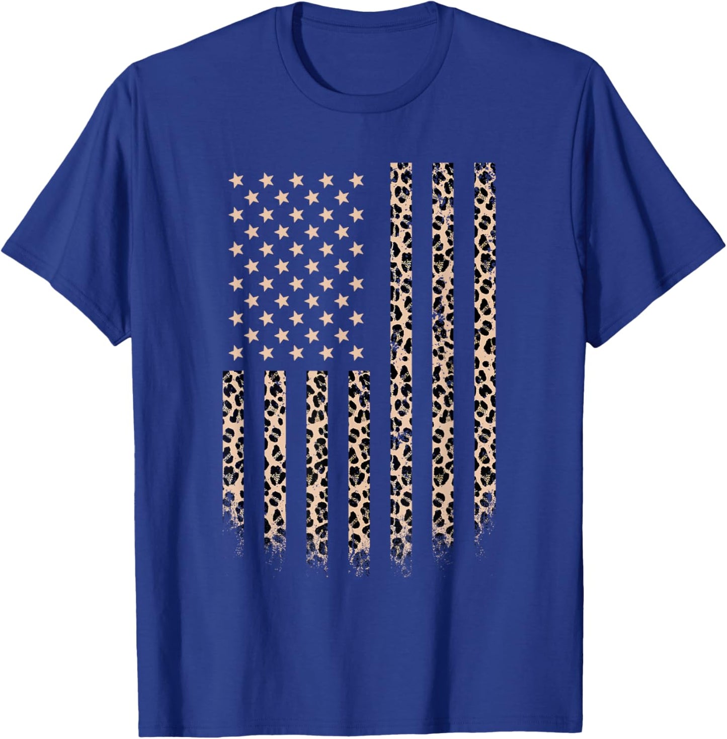 Leopard American flag Leopard Print 4th of july Animal Lover Kids Men T-Shirt - T-Shirt | Royal