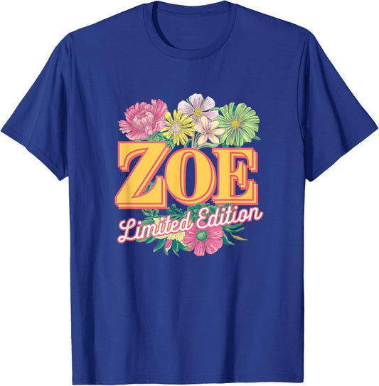 Zoe Limited Edition Vintage Custom Name Wife Grandma T-Shirt - T-Shirt | Royal