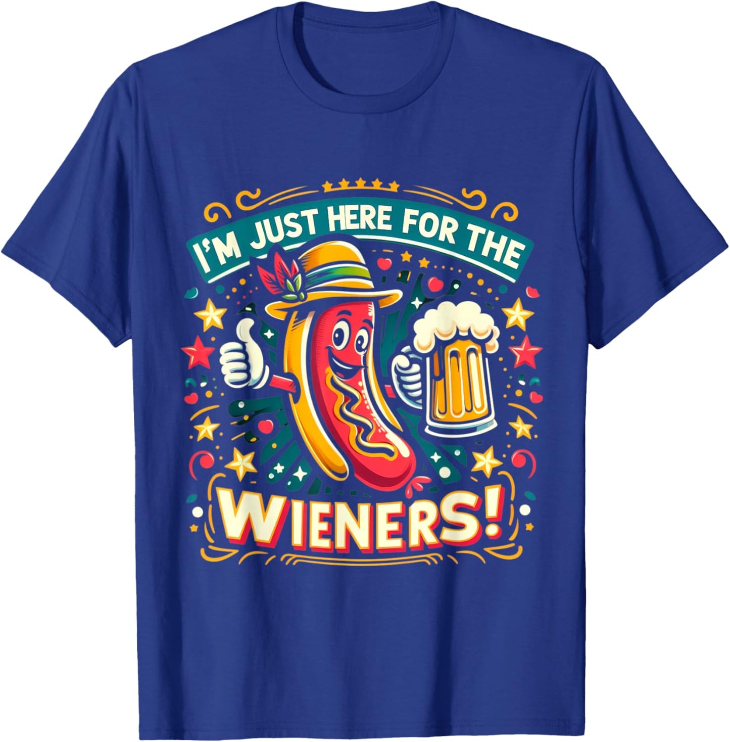 I'm Just Here For The Wieners Hotdog Funny Oktoberfest Pun Women T-Shirt - T-Shirt | Royal