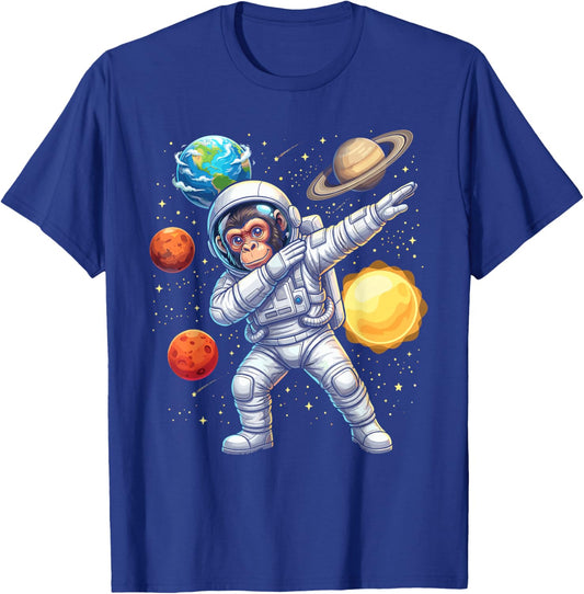 Ape Astronaut Monkey Dabbing Funny Space Animal for Kids T-Shirt - T-Shirt | Royal