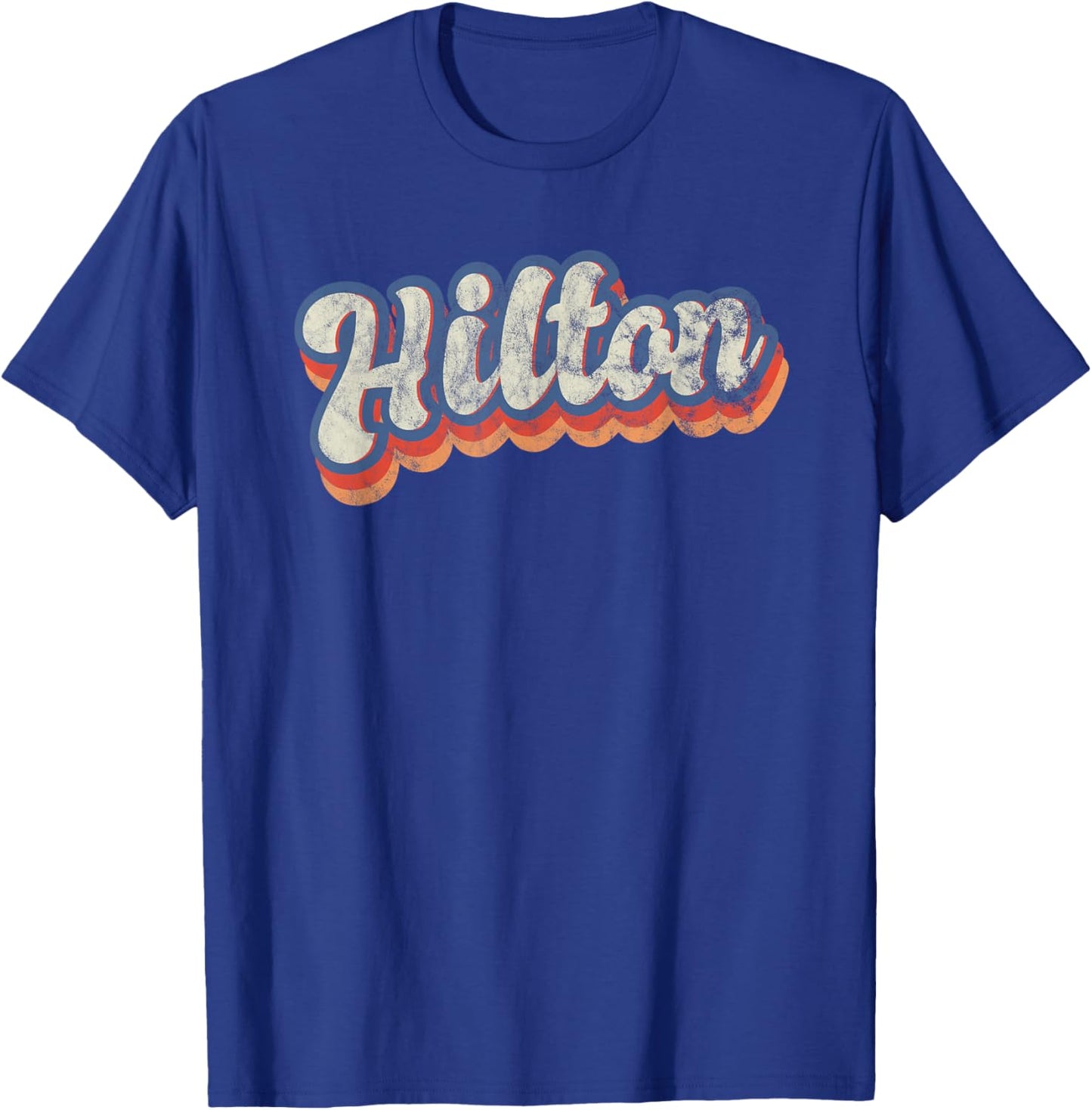 Hilton Personalized Name Shirt Custom Lettering 70's T-Shirt - T-Shirt | Royal