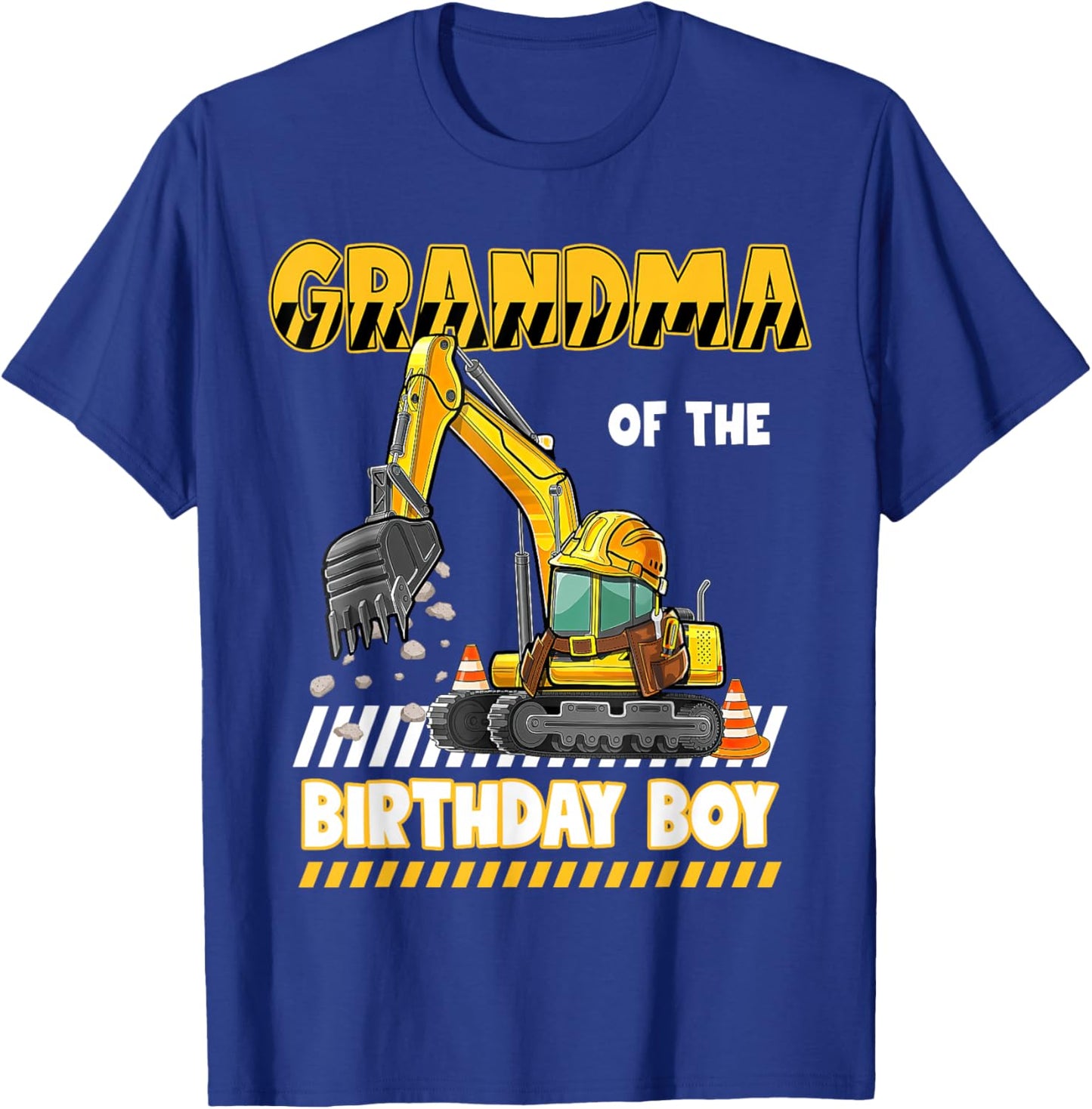 Grandma Of The Birthday Boy Construction Excavator Family T-Shirt - T-Shirt | Royal