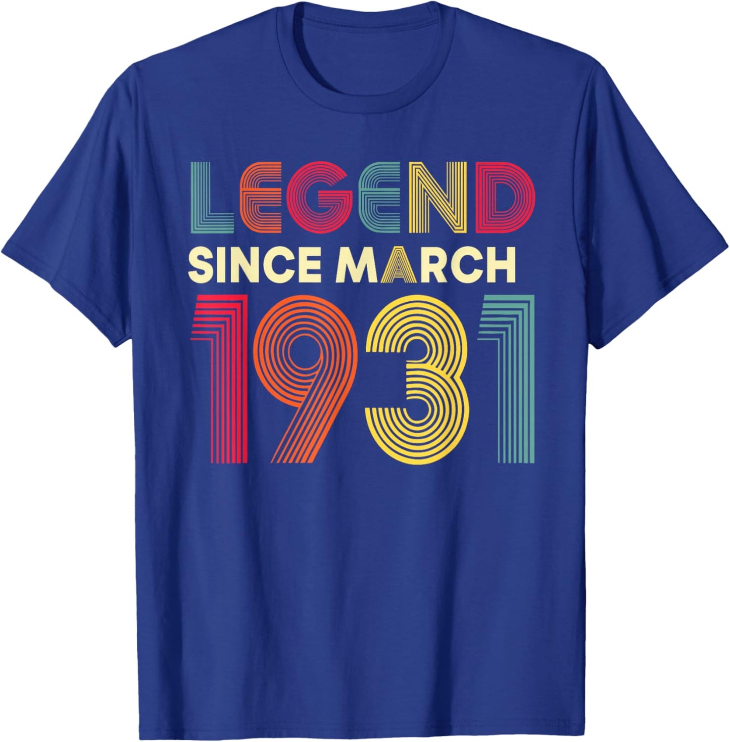 Legend March 1931 95th Anniversary Men Women 95 Years T-Shirt - T-Shirt | Royal
