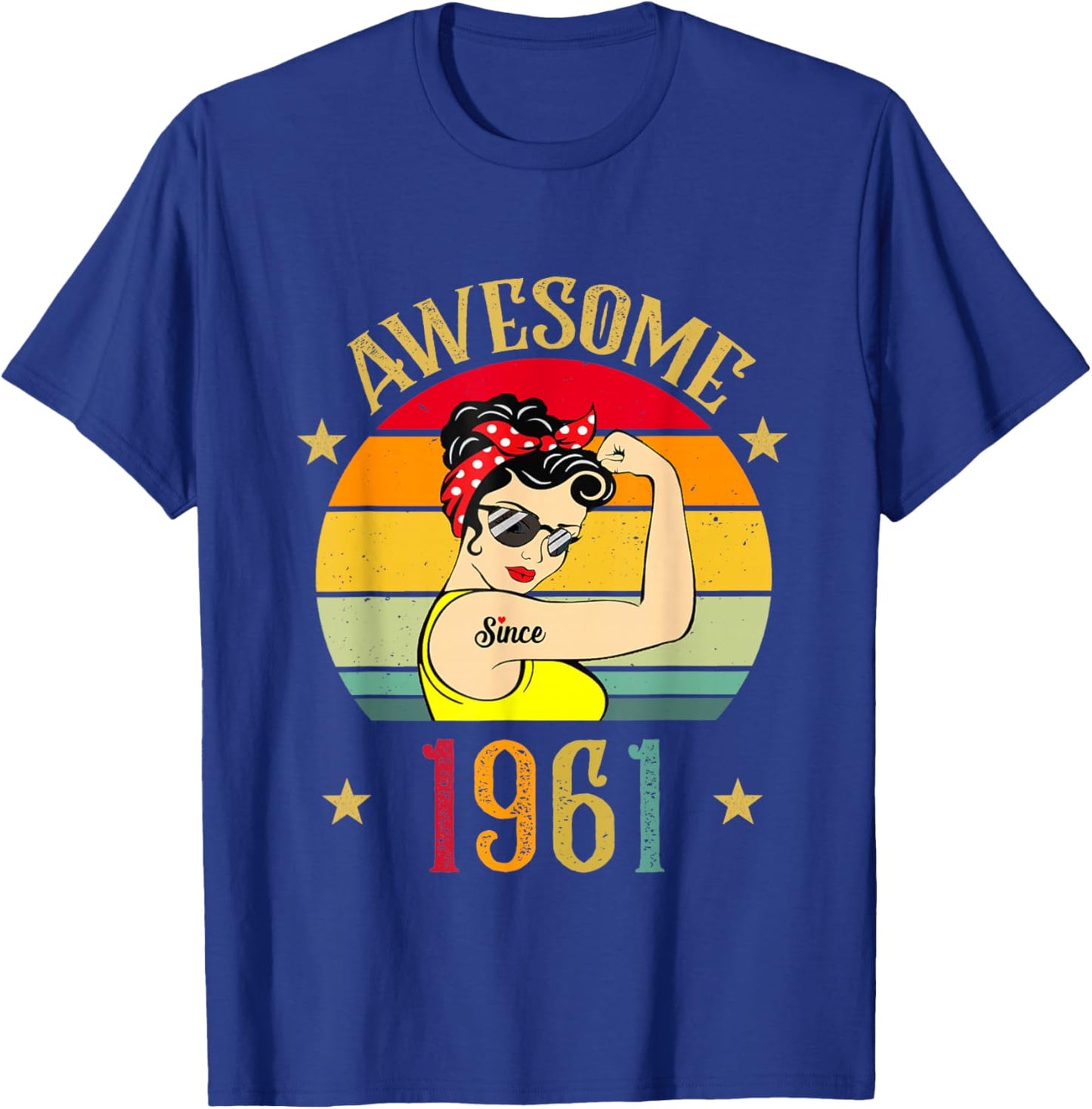 Vintage 1961 Cadeaux d'anniversaire pour Femmes 65 Ans né 1961 T-Shirt - T-Shirt | Royal