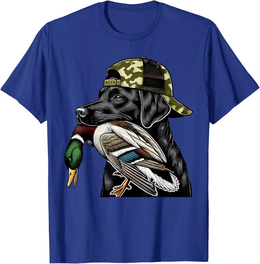 Labrador Hunting Dog With Duck Hello Hunting Season Men Women T-Shirt - T-Shirt | Royal