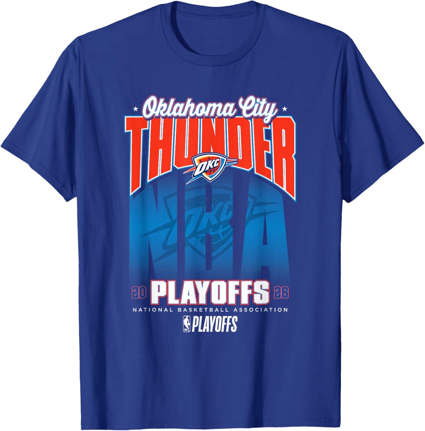 NBA Official 2026 Playoffs Oklahoma City Thunder Fade T-Shirt - T-Shirt | Royal