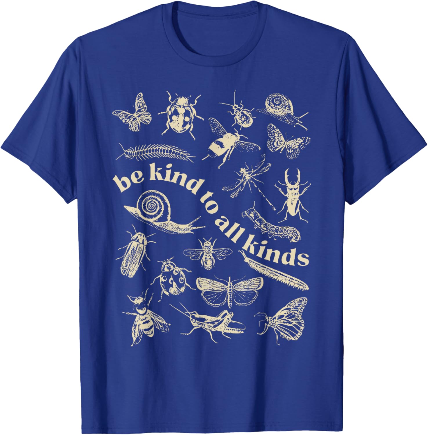 Vintage Be Kind To All Kinds Bugs Entomology Entomologist T-Shirt - T-Shirt | Royal