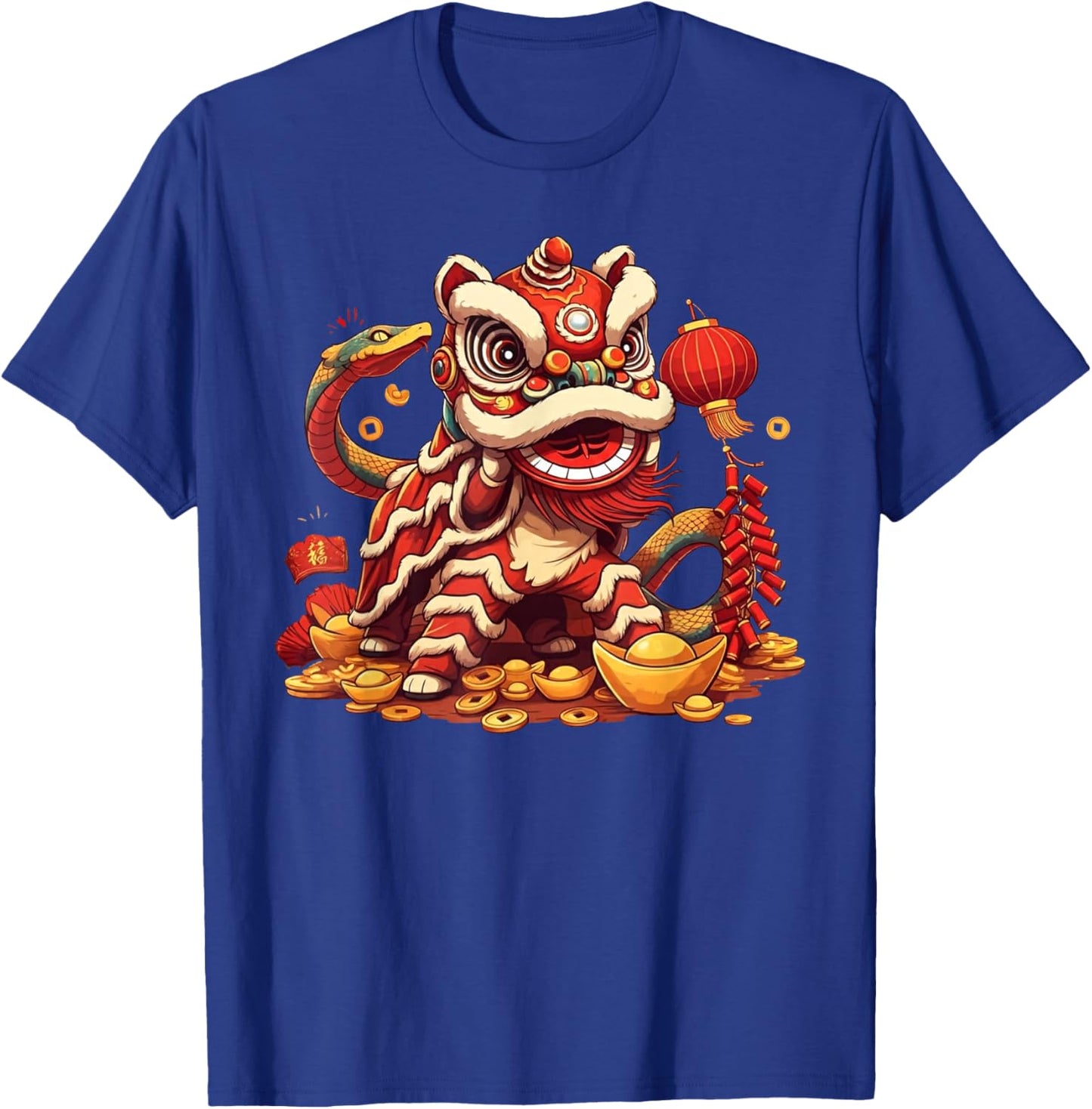 Funny Lion Snake Chinese New Year 2025 Kids T-Shirt - T-Shirt | Royal