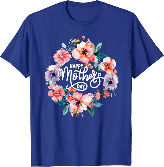 Funny Happy Mothers Day Cute Floral Mom Grandma T-Shirt - T-Shirt | Royal