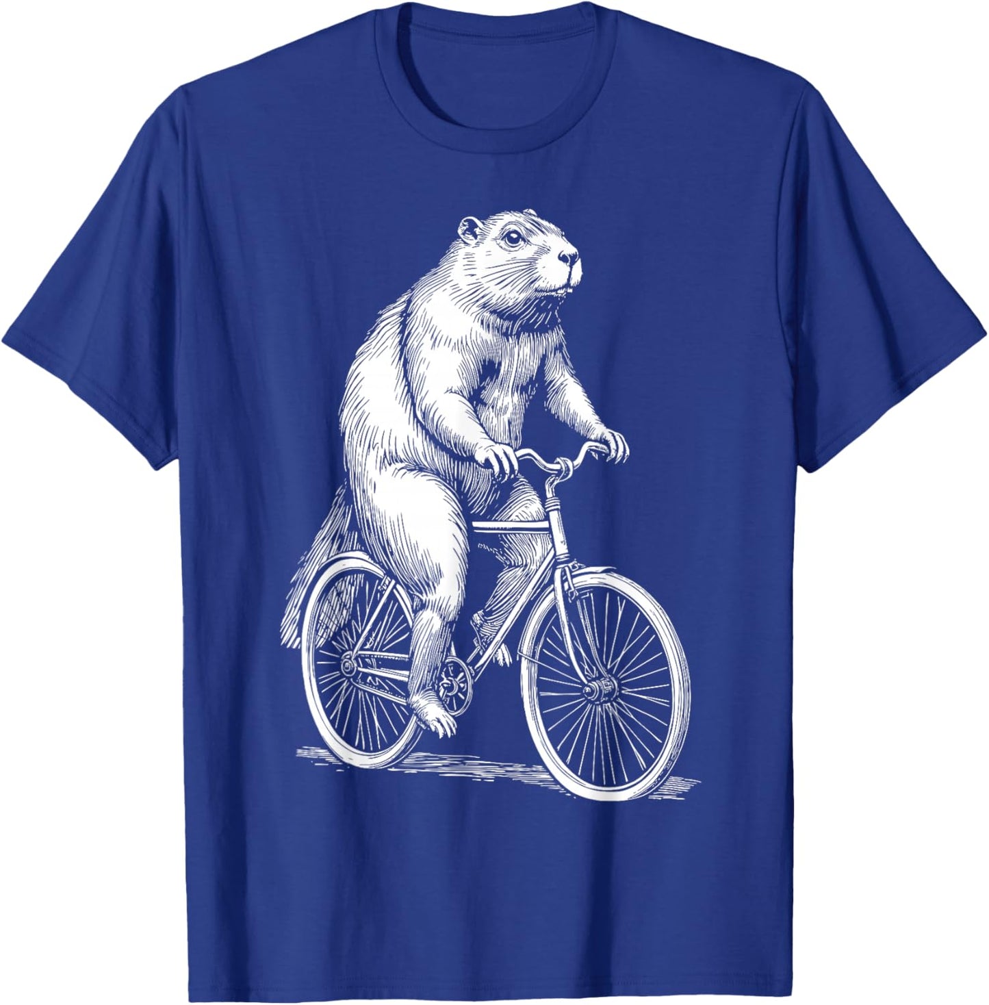 Cycling Bicycle Beaver Vintage Cyclist Funny Biker Animal T-Shirt - T-Shirt | Royal