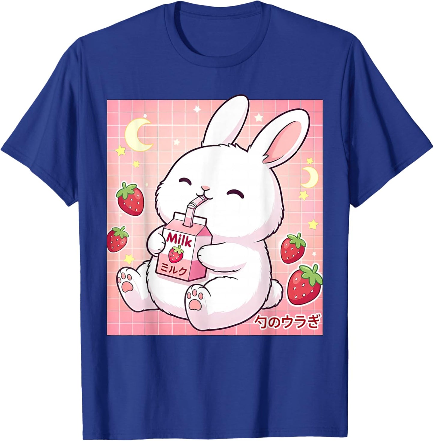 Cute Bunny Strawberry Milk Kawaii Japanese Art T-Shirt - T-Shirt | Royal