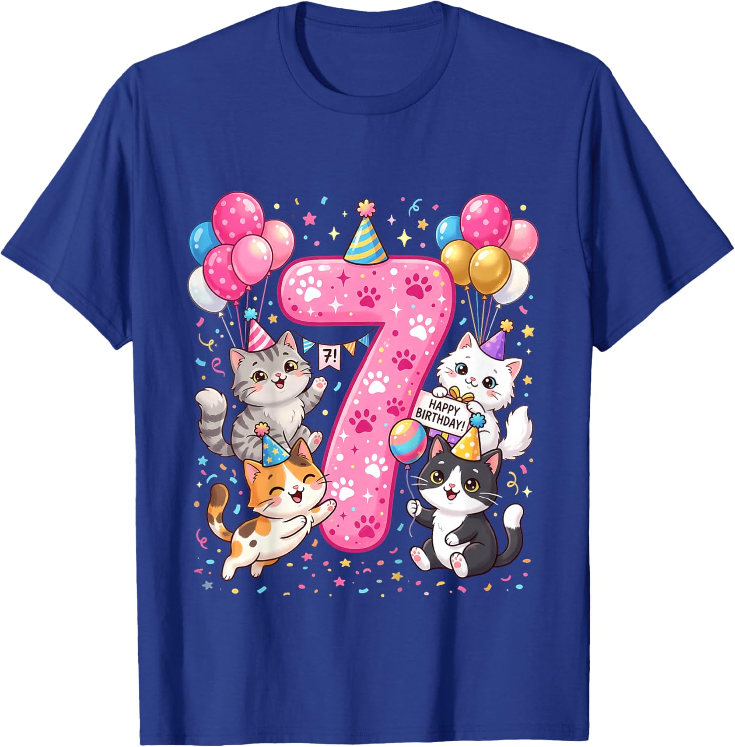 7 Jahre Katze, Geburtstag, 7. Geburtstag T-Shirt - T-Shirt | Royal