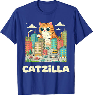 Catzilla Cat Art Funny Cat Gifts Men Women Girls Kids T-Shirt - T-Shirt | Royal