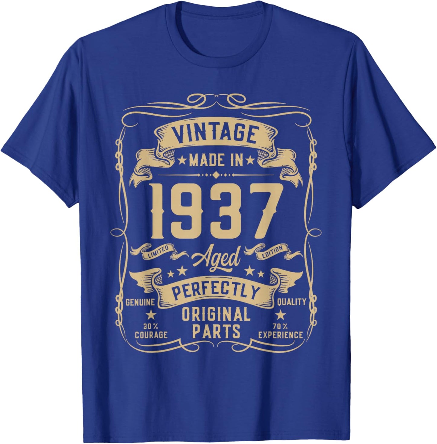 Vintage 1937 89yr 89th Birthday Gifts 89 Years Old T-Shirt - T-Shirt | Royal