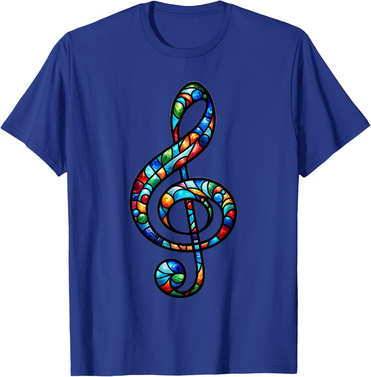 Stained Glass Window Treble Clef Art Musical Note Music T-Shirt - T-Shirt | Royal