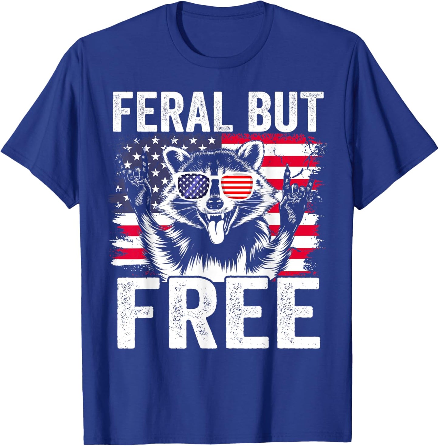 Funny Feral But Free Raccoon 4th of July Toddler Boys Kids T-Shirt - T-Shirt | Royal