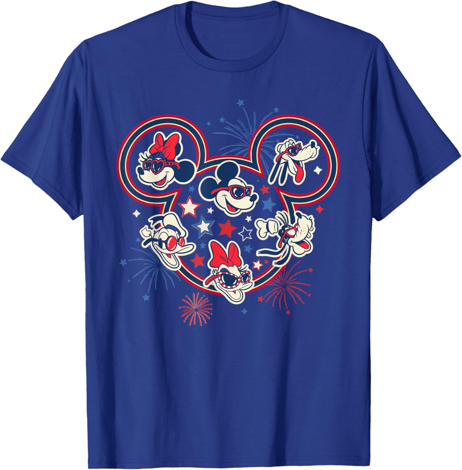 Disney Mickey & Friends Americana 4th of July Fireworks Icon T-Shirt - T-Shirt | Royal