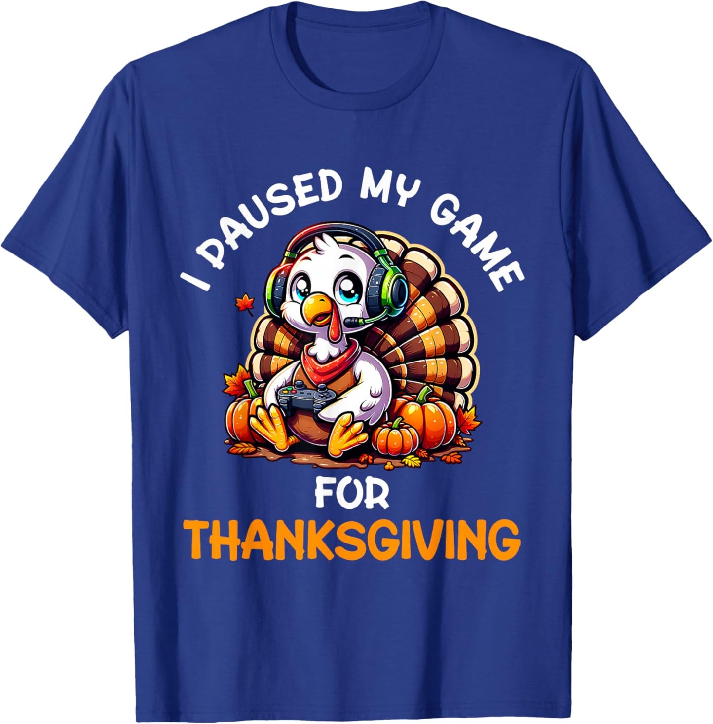 Thanksgiving Gamer Turkey Shirt For Boys Kids T-Shirt - T-Shirt | Royal