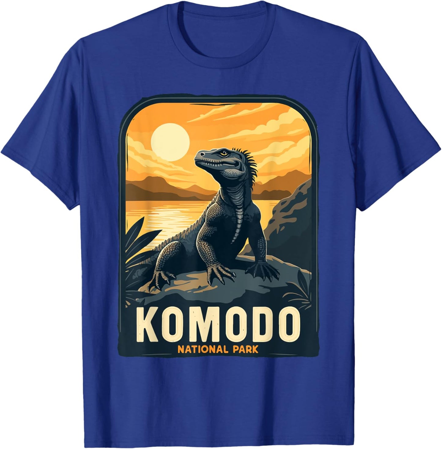 Komodo National Park Indonesia Retro Komodo Dragon T-Shirt - T-Shirt | Royal