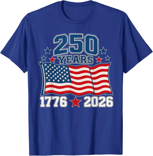 250 Anniversary USA Flag 250 Years 1776-2026 American 250th T-Shirt - T-Shirt | Royal