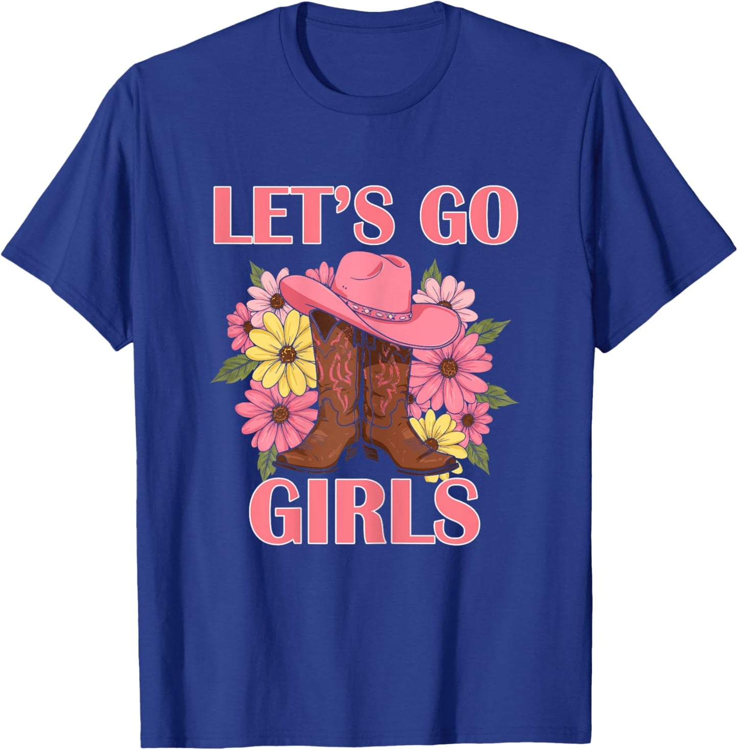 Let's Go Girls Retro Rodeo Western Love Country Cowgirl T-Shirt - T-Shirt | Royal
