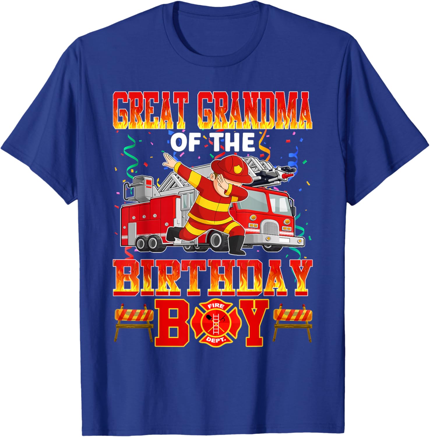 Great Grandma of The Birthday Boy Fire Truck Firefighter T-Shirt - T-Shirt | Royal