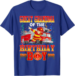 Great Grandma of The Birthday Boy Fire Truck Firefighter T-Shirt - T-Shirt | Royal