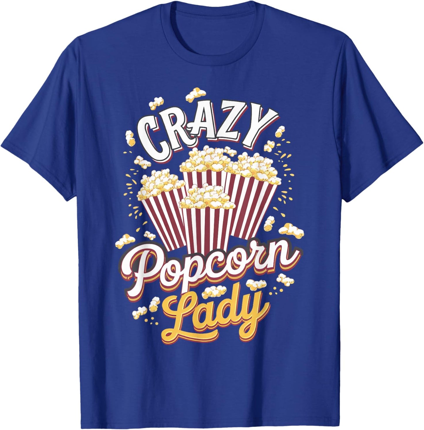 Crazy Popcorn Woman T-Shirt - T-Shirt | Royal