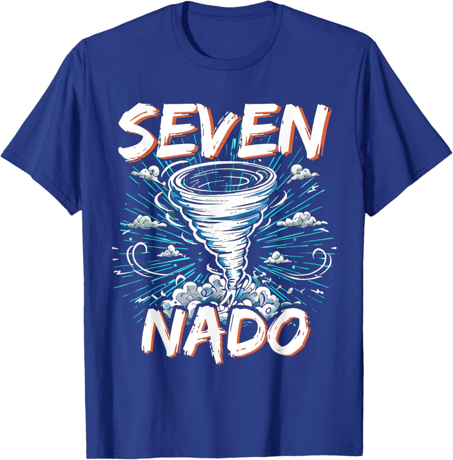 Tornado 7 Year Old Seven Nado 7th Birthday Party Boy Girl T-Shirt - T-Shirt | Royal