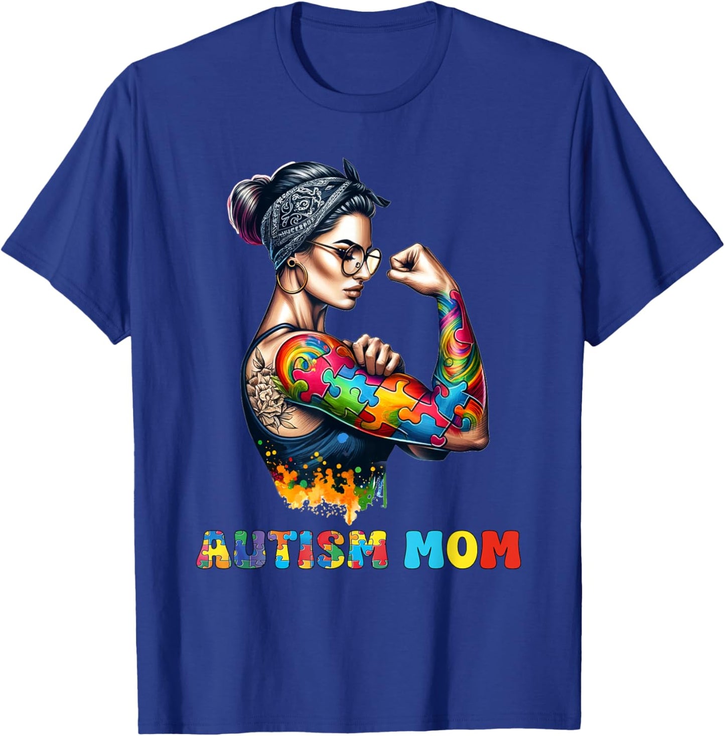 Autism Mom Autism Awareness Strong and Proud Autistic Kids T-Shirt - T-Shirt | Royal