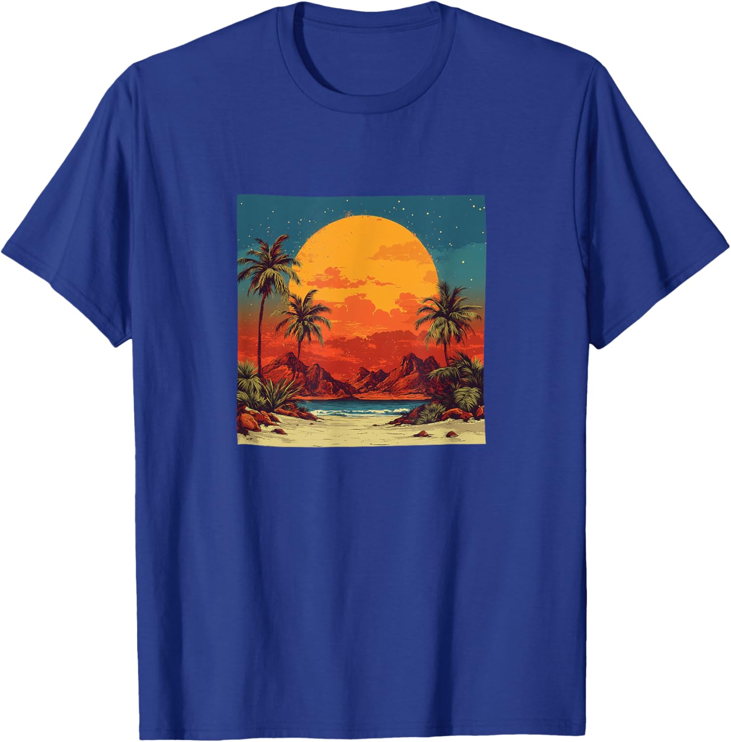 Desert Oasis Vintage Landscape Graphic T-Shirt - T-Shirt | Royal