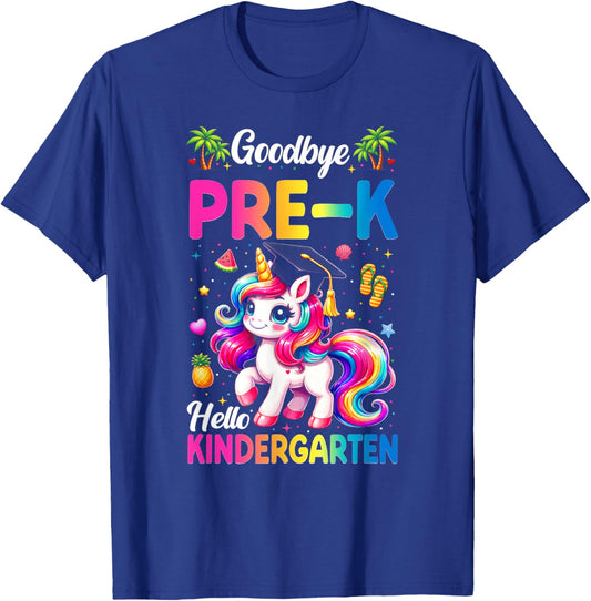 Goodbye Pre-K Graduation Hello Kindergarten Girls Kids T-Shirt - T-Shirt | Royal