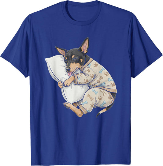 Funny Sleepy Rat Terrier Pajama Men Women Kids T-Shirt - T-Shirt | Royal