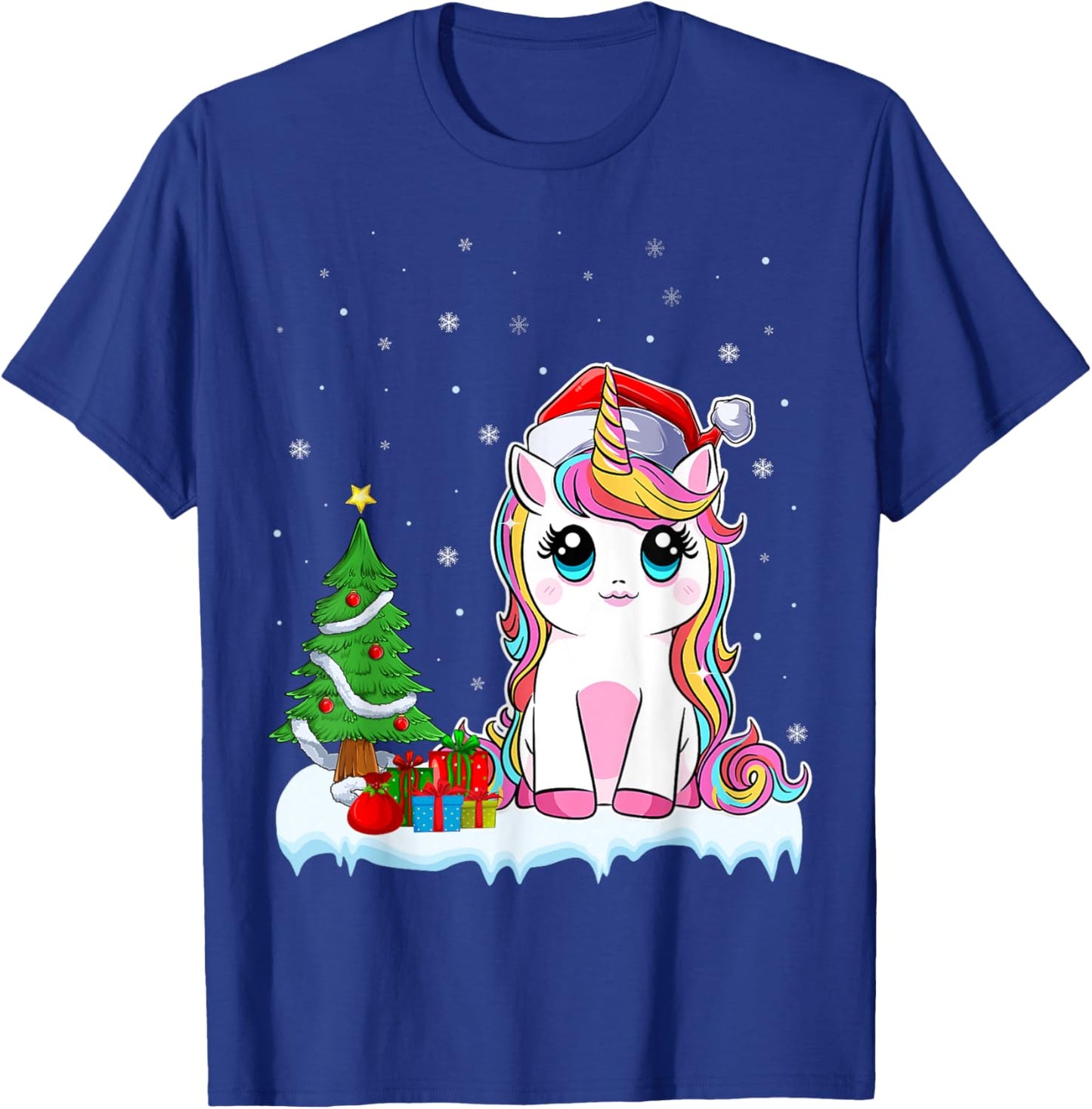 Unicorn Christmas For Girls Kids Santa Unicorn Xmas Tree T-Shirt - T-Shirt | Royal