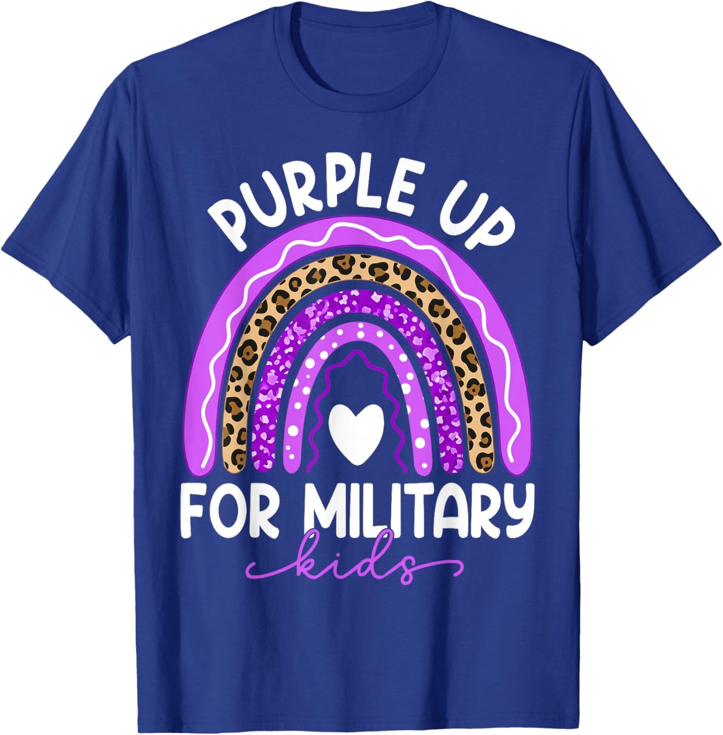 Purple Up for Military Kids Month Military Child Rainbow T-Shirt - T-Shirt | Royal
