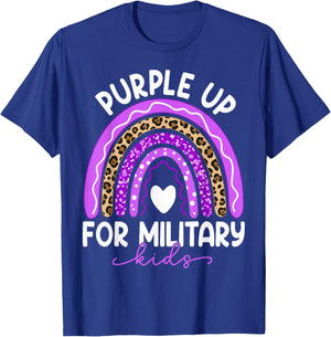 Purple Up for Military Kids Month Military Child Rainbow T-Shirt - T-Shirt | Royal