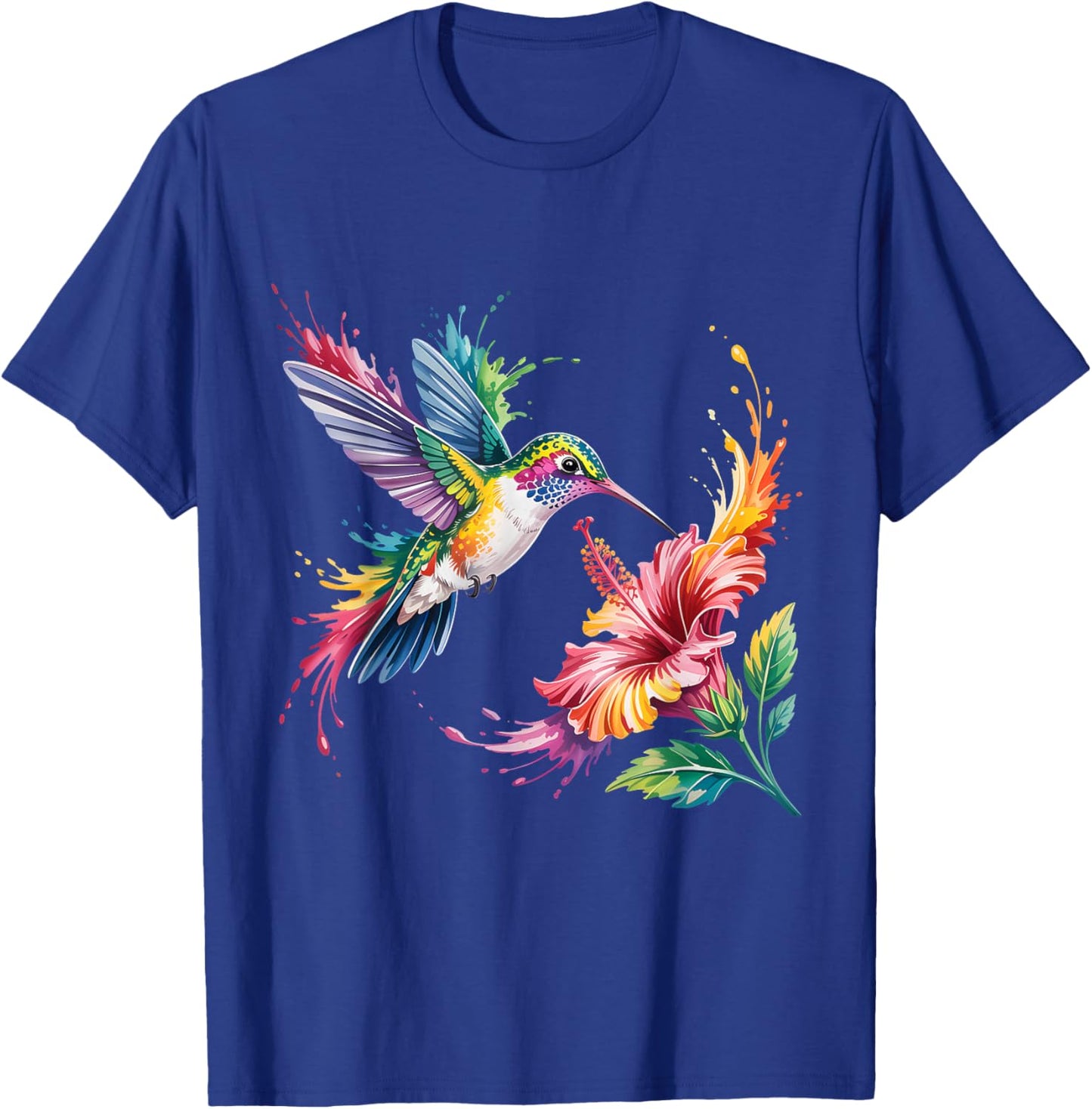 Hummingbird Animal Lover Nature Graphic Art Tropical Bird T-Shirt - T-Shirt | Royal