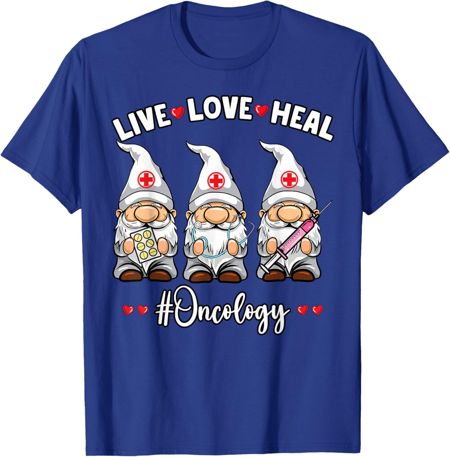 Oncology Nurse Gnome Life Love Healing Oncologist T-Shirt - T-Shirt | Royal